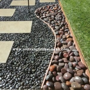 Nghệ thuật trang trí lối đi bằng sỏi đỏ bóng