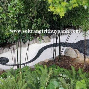 Tô điểm cho tiểu cảnh bằng sỏi đen bóng