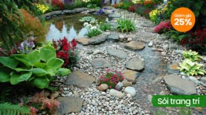 Sỏi vàng tự nhiên trang trí cảnh quan cho không gian biệt thự thêm đẹp