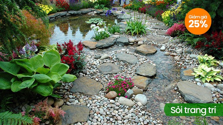 Sỏi vàng tự nhiên trang trí cảnh quan cho không gian biệt thự thêm đẹp