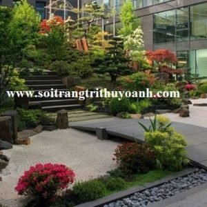 Đẹp hơn với tiểu cảnh giếng trời trang trí bằng sỏi đen tự nhiên