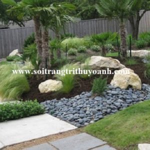 Tô điểm cho tiểu cảnh trang trí bằng sỏi đen tự nhiên