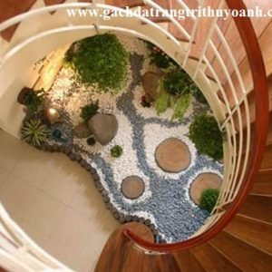 Sỏi đen tự nhiên trang trí tiểu cảnh cầu thang