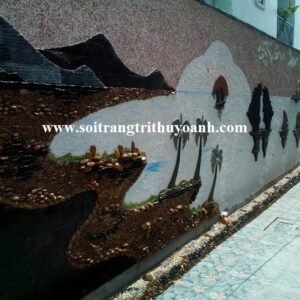 Sỏi hồng tự nhiên ốp tường cho lối đi sân vườn