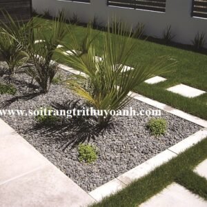 Đẹp hơn cho tiểu cảnh sân vườn trang trí bằng sỏi đen tự nhiên