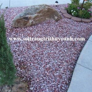 Ấn tượng hơn cho tiểu cảnh sân vườn trang trí bằng sỏi hồng tự nhiên