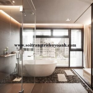 Trang trí phòng tắm bằng sỏi đen tự nhiên cho không gian thêm đẹp