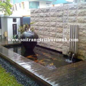 Sỏi đen tự nhiên trang trí hồ cá koi