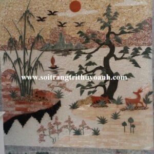 Tô điểm cho bức tranh tường bằng sỏi hồng tự nhiên