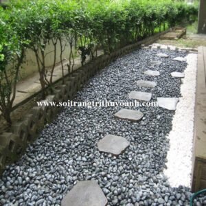 Lối đi đẹp hơn khi trang trí bằng sỏi đen bóng