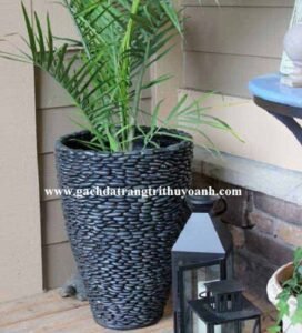 Sỏi đen bóng trang trí chậu cây cảnh