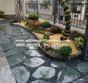 Sỏi đen bóng trang trí sân vườn